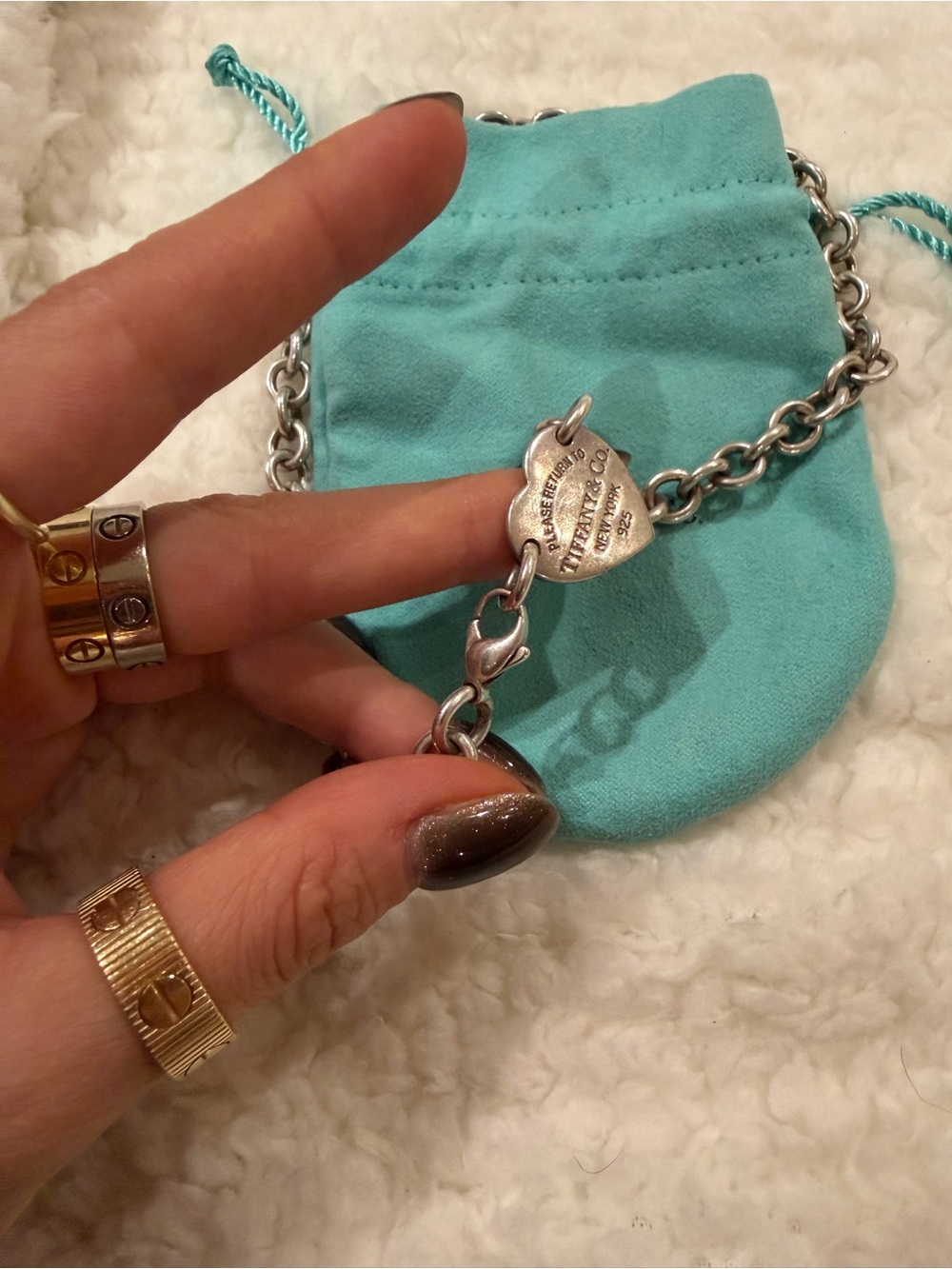 Tiffany Silver Heart Tag Chain Choker Necklace - Picture 3 of 4